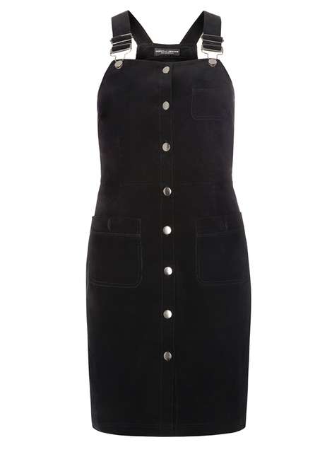 Black Button Cord Pinny Dress